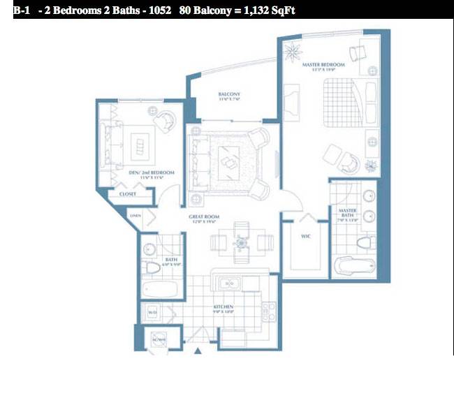 1 bedroom unit floor plan in DUO condo