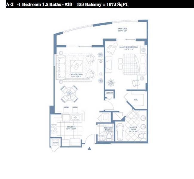 1 bedroom unit floor plan in DUO condo